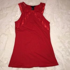 Red lace sleeveless top